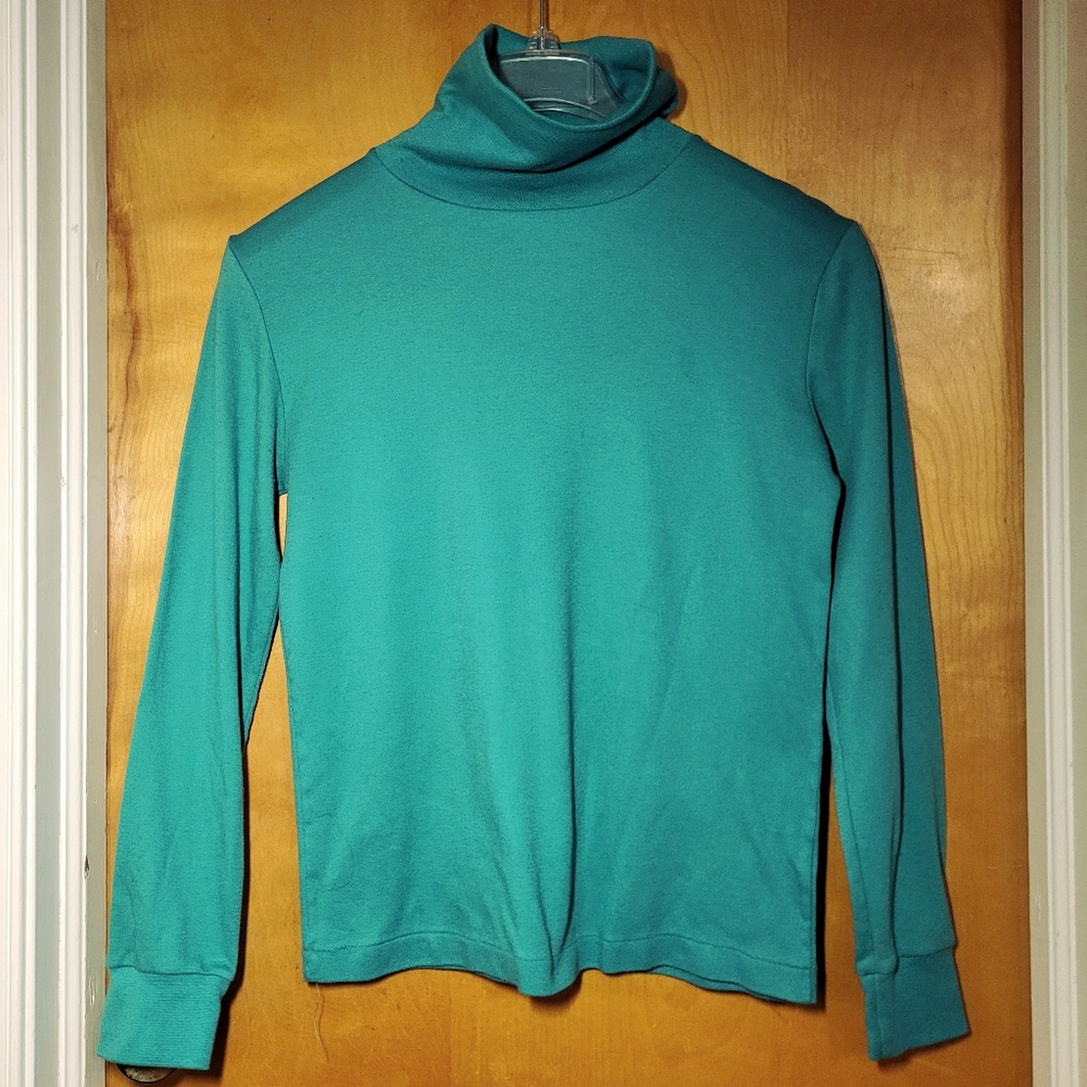 Vintage 90s Teal Turtleneck Long Sleeve Top